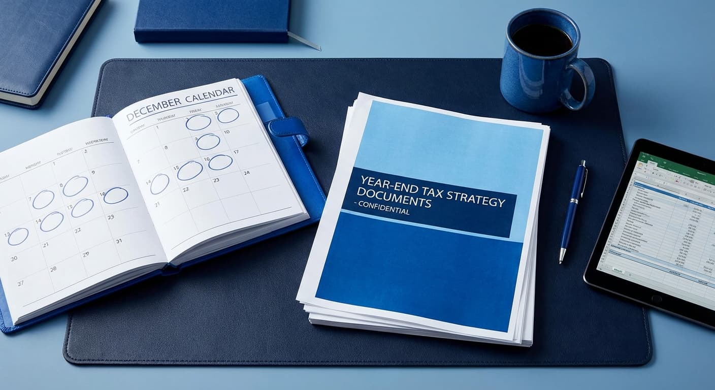 Year End Tax Planning Strategies - Professional tax guidance illustration
